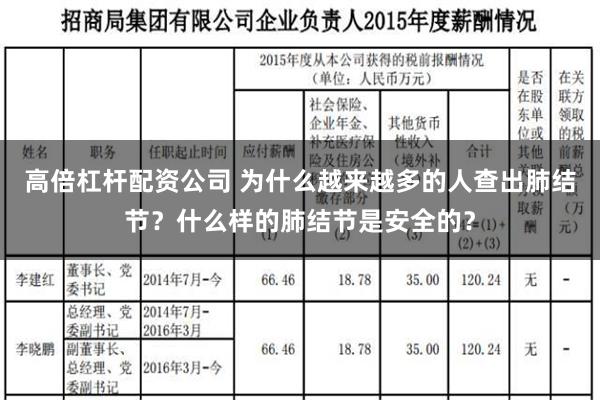 高倍杠杆配资公司 为什么越来越多的人查出肺结节？什么样的肺结节是安全的？