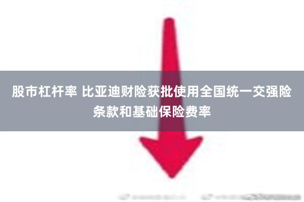 股市杠杆率 比亚迪财险获批使用全国统一交强险条款和基础保险费率